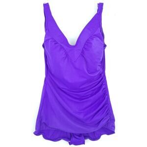 Sandcastle Swim Fit System 2 One Piece Swimsuit Size 14 Purple, Made USA, Modest